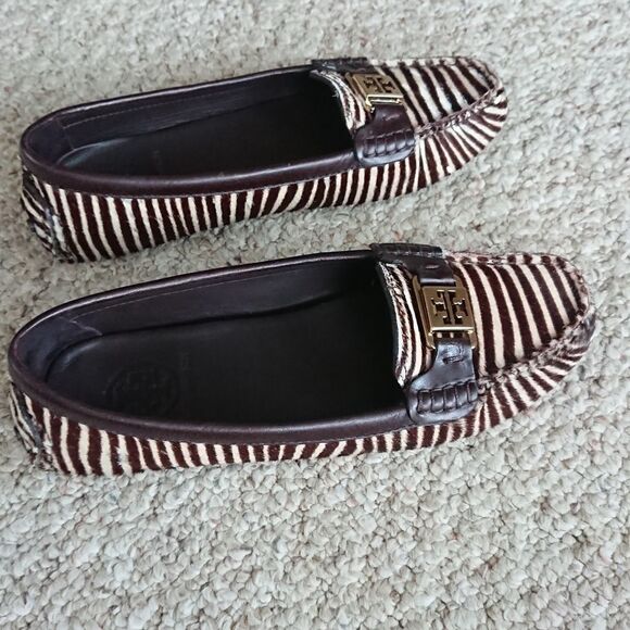 Tory Burch Brown Zebra Print Loafers size 7 - Picture 3 of 12